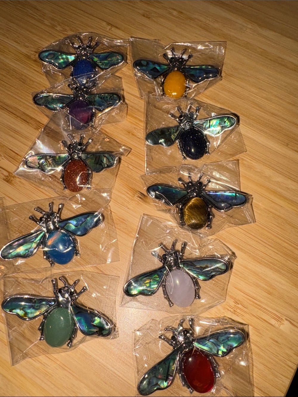 Sodalite & Abalone Bee Accent Pin Brooch Fashion - Picture 8 of 8